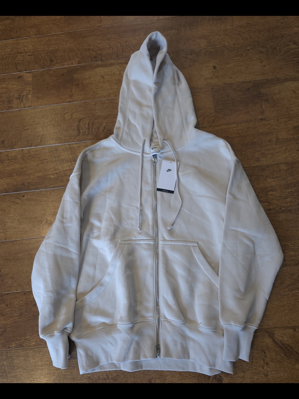 Nike Cream Zip-Up Hoodie with Hood Size SMALL OVERSIZED.